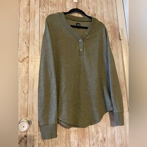 Gap Henley OVER SIZED  Medium Tall , long sleeve green shirt  sweater see desc.